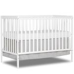 Dream On Me Synergy 5-in-1 Convertible Crib in White, Greenguard Gold Certified, JPMA Certified, 3 Mattress Height Settings, Classic Nursery Furniture