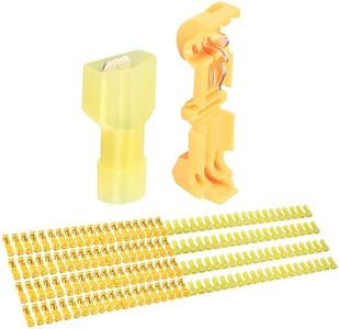 Chanzon 160pcs T-Tap Wire Connector Quick Splice - 12-10AWG - Self-Stripping (Yellow) Quick Disconnect PA Insulation Spade Crimp Terminal Splice Through Cable Contact(80 Pairs)