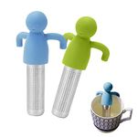 Tea Infuser for Loose Tea Fine Mesh Tea Steeper, Stainless Steel Tea Strainer Ball with Silicone Handle for Hanging on Cups, Mugs to Steep Loose Leaf (Blue + Green)