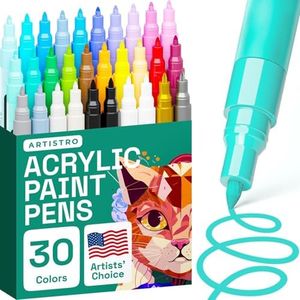 ARTISTRO 30 Acrylic Paint Pens, Art Set Acrylic Paint Markers, Fabric Markers for Textile, Canvas, Rock, Glass, Wood, Paper, DIY, Paint Markers for Kids and Adults, Extra Fine