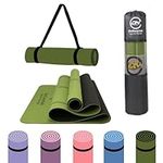 DeNourish Yoga Mat with Alignment Lines. Yoga Mats with Carry Strap and Bag, perfect for Pilates and Fitness Workout, Eco Friendly Non Slip Thick Yoga Mats for Women and Men. (Green-Black)