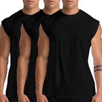 Holure 3 Pack Men's Gym Tank Tops Workout Sleeveless T-Shirts Athletic Muscle Tank Training Bodybuilding Shirts Black/Black/Black M