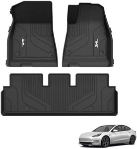 3W Floor Mats Fit for Tesla Model 3 2019-2023, TPE Dog Friendly Floor Liner, Custom Fit Tesla Model 3 Car Mats, All Weather Waterproof Non Slip Easy to Install Model 3 Accessories (3 PCS)