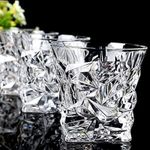 Hamsa Diamond Crystal Cut Whiskey Glasses Set of 6 pcs- 320 ml Ice,Tea,Beer,Water,Bar,Glasses for Drinking Bourbon, Whisky, Scotch, Cocktails, Cognac- Old Fashioned Cocktail Tumblers, Juice Lead-Free