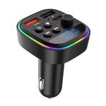Moxly Car Wireless FM Transmitter with Bluetooth Upgraded BT v5.4 | Type-C & USB Fast Charging | Hands-Free Calling & Music Streaming | Universal Car Bluetooth Adapter with FM Radio