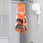 Kuber Industries Hanging Organizer | Handbag Organizer | Hanging Purse for Wardrobe | Transparent Clutch Organizer | Handbag Storage For Closet | 6 Pocket Storage Hanger | Orange