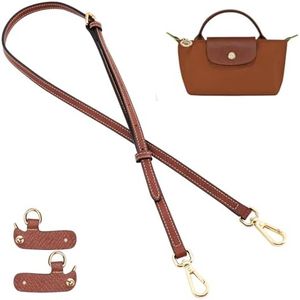 jiesinlov Leather Bag Strap Replacement Crossbody Adjustable Shoulder Straps Fit for Mini Pouch(BROWN-GOLD)