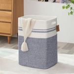 COMFY HOMI Cotton Laundry Basket, Laundry Hamper with Handles, Tall Storage Basket, Clothes Hamper-Decorative Blanket Basket Living Room, Large Basket for Toys, Clothes, Towels -16x13x22in-navy blue