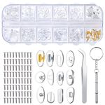 Nose Pads for Glasses Repair Kit with 80 Screws Tweezers Screwdriver Small for Glasses 12 Styles 60 Pairs