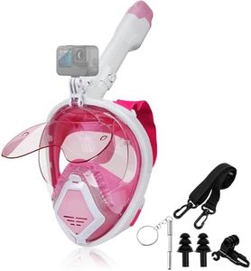 Snorkeling Gear for Adults, Full Face Snorkel Mask Adults with Camera Mount, Check Valve Air Inlet Breathe Better, 180 Degree Panoramic View Snorkel Set with Myopia Frame Clip, White & Pink