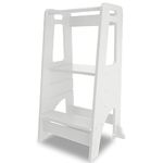 Step Ladder, CXRYLZ Kids Kitchen Step Stool with Adjustable Standing Platform, Wooden Child Standing Tower for Toddlers (White)