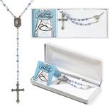 Blue Boy Baby Blessings Silver Plated 4mm Bead First Rosary