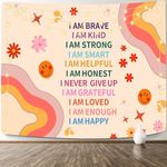 KJHL Rainbow Motivational Tapestry Wall Hanging Quote Positive Affirmations Saying Inspirational Classroom Tapestries Aesthetic Boho Kids Room Decor for Bedroom Living Room Dorm (59" x 79")