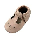 iEvolve Baby Leather Shoes Soft First Walker Shoes Crib Shoes Moccasins for Toddlers(Light Pink Sandal, 6-12 Months)