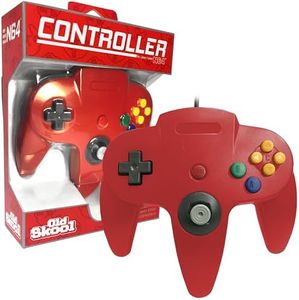 Old Skool Classic Wired Controller Joystick compatible with Nintendo 64 N64 Game System - Red