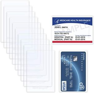 Wisdompro 10 Pack New Medicare Card Holder Protector Sleeves, 6 Mil Soft and Flexible Clear PVC Wallet Size Slot for Social Security Card, Insurance Card, Credit Card, Debit Card, Driver's License