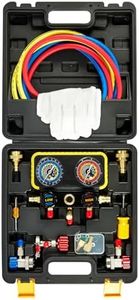 CarBole R1234YF Climatiseur de Automobile Réfrigérant Collecteur Kit Manomètre et Climatiseur AC A/C avec Tuyaux Adapteur pour R134A, R404A,Système de Climatisation Automobile