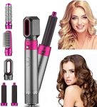 TechKing (Winter Offer With 15 Years Warranty) 5 in 1 Hair Styler, Hot Air Brush, Airwrap Styler, Negative Ion Comb for Straightening,Curling Appliances with 5 Interchangeable Brushes Best Styler-02