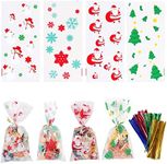 120 Pack Christmas Cellophane Bags 