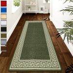 renoazul® Non-Slip Washable Large Entrance Doormat | 66 x 120 cm Outdoor and Indoor Dog Muddy Paws Floor Protector, Hallway, Bath and Kitchen Anti-Slip Mats - Greeky Rug - Green & Cream