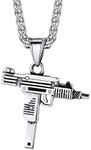 PROSTEEL Stainless Steel UZI GUN Charm Necklaces Army Style Pendant Chain Punk Cool Women Men Jewelry Statement Necklace