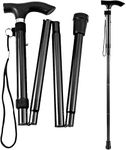 Walking Stick Folding Extendable Walking Cane Adjustable Mobility Aids Lightweight Flexible and Durable Walking Stick for Men & Women (Black)