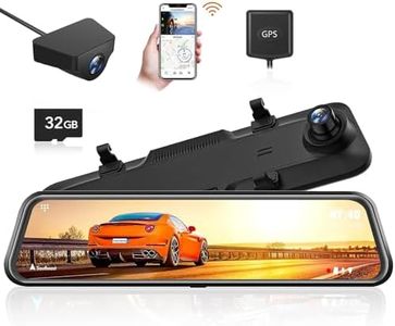 WOLFBOX 12'' Mirror Dash Cam with WiFi,2.5K Rear View Mirror Camera with 1080P Rear Camera,WiFi Mirror Dash Cam Front and Rear,Dual Dash Camera for Cars with 32GB Card & GPS,Parking Monitoring