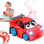 Toddler Remote Control Car Toys: Cartoon RC Cars: Red Toddler Car - Birthday Gifts - Toddler Toys - Gift Toys for 1 2 3 Year Old Boys, Toys for 2 Year Old, Car Toys for Boys 1-3 Years, 2 Year Old Toys