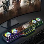 Computer Speakers Soundbar, Desktop Soundbar, Dynamic RGB PC Gaming Speakers, with Bluetooth 5.0, built-in 4000 MAh lithium battery, USB Powered for TV/Home Theater/Gaming/Projectors/Outdoors/Laptop