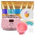 Charmonic Wax Warmer, 2024 Upgrade Digital Waxing Kit with Silicone Pot & 500g Hard Wax Beads for Whole Body Brazilian Bikini Legs Armpit Nose Hair Removal, Hot Wax Machine (Pink)