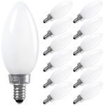 TORCHSTAR Dimmable E12 LED Candelabra Bulb, UL Listed, 60W Equivalent Chandelier Light Bulbs, 550LM, LED Filament Candle Bulb C11, Frosted Glass Ceiling Fan Light Bulbs, 2700K Soft White, Pack of 12