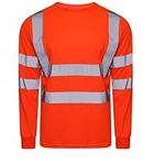 LIZZIE JACOBS Hi Viz High Visibility Crew Neck Long Sleeves Shirts Reflective Tape Safety Hi Vis Round Neck Security Work Breathable Lightweight Workwear Tops (Medium, Orange)