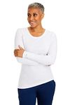 Healing Hands Women's Underscrub Soft Knit Melissa Longsleeve Scrub Tee with Breathable & Easy Care Fabric 5047, XS, White