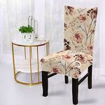 BRIDA® Stretchable Floral Geometric Printed Dining Chair Covers Elastic Chair Seat Case Protector, Slipcovers (1 Chair Cover, Watercolor Leaves)