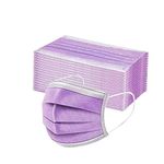 50 Pack Disposable Face Masks for Adults, 3 Ply Breathable and Comfortable Masks with Comfortable Earloops & Adjustable Nose Strip for Every Day Use, Purple