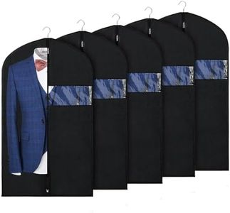 Syeeiex 40-Inch Suit Bag, Suit Cover Garment Bags (Set of 5) Suit Garment Bag for Men, Suit Bags for Closet Storage with Clear Window for Men, Suits, Coats, Black