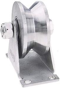 Chiloskit 304 Stainless Steel 2.7" inch Sliding Gate Roller Steel V Type Wheel Track Rail Pull with Bracket,430kg 950 lbs Capacity (2.7")