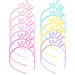 Dizila 12 Pack/6 Pairs Candy Color Plastic Crown Headbands with Tiny Teeth Hair Hoops Bands Clasps Birthday Party Decoration Tiaras Hair Accessories for Toddlers Kids Teens Little Princess Girls Women