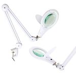 Brightech LightView PRO Magnifying Desk Lamp, 2.25x Light Magnifier, Adjustable Magnifying Glass With Light for Crafts, Reading, Close Work - White