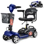 DECOMIL Portable Mobility Scooter for Seniors, Foldable Electric Powered Scooter. 300 LBS Capacity, Medical Travel Scooter for Adults, 4 Wheels, Lightweight(85 lbs)(Blue)