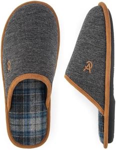 VeraCosy Men's Knitted Scottish Slippers with Soft Memory Foam Non Slip Indoor Rubber Sole Black, 10/11 UK