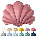 Ashler 3D Throw Pillows Shell Shaped Accent Throw Pillow, Soft Velvet Insert Included Cushion for Couch Bed Living Room, Pack of 1, Pink, 14 X 11 inches