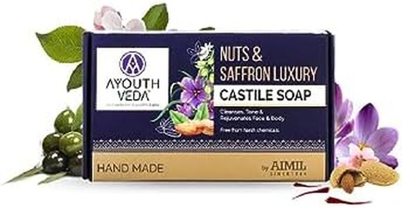 Ayouthveda Nuts & Saffron Luxury Castile Soap | CleanseTones & Rejuvenates Skin | Natural & Herbal Soap With Goodness Of SaffronAlmond & Olive Oil | Without Harmful Chemicals (Pack Of 1-110g)