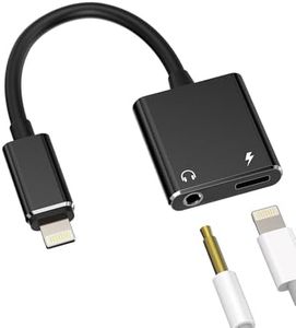 Adaptador Cargador Auriculares(2 en 1) Lightning a Jack 3.5mm Accesorios Auxiliar Coche Cascos Dongle Cable Auricular Aux para Apple iPhone 14 13 12 11 Pro MAX para iPad Mini Audifonos Carga Conector