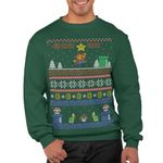 Graphic Impact Inspired Retro Gaming Freak Christmas Jumper Ugly Xmas Sweatshirts (Medium, Bottle Green)