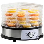 HOMCOM 5 Trays Food Dehydrator, 250W Stainless Steel Food Dryer with 40-70℃ Adjustable Temperature, Dryer Machine for Drying Fruit, Meat, Vegetable, Jerky and Pet Treat, Silver