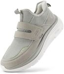 FitVille Women's Slip-on Shoes Wide Width Hands Free Walking Shoes with Adjustable Strap Orthopedic Shoes with Arch Support - Cloud Wanderer V5 (10 X-Wide, Moon Grey)