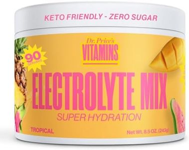 Dr. Price's Vitamins Electrolyte Mix Supplement Powder, 90 Servings, 72 Trace Minerals, Potassium, Sodium, Electrolyte Replacement Keto Drink | Tropical Flavor, No Sugar, Vegan, Non-GMO
