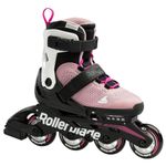 Rollerblade Microblade Kid's Adjustable Fitness Inline Skate, Pink/White, Junior, Youth Performance Inline Skates, 4-7