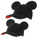 Disney Boys' Mickey Mouse Ears Hat, Set of 2 Baseball Caps for Daddy and Me, Black, 2-4T